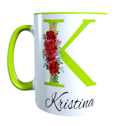 Personalisierte Keramik Tasse mit deinem Namen Blumen Motiv_0035T