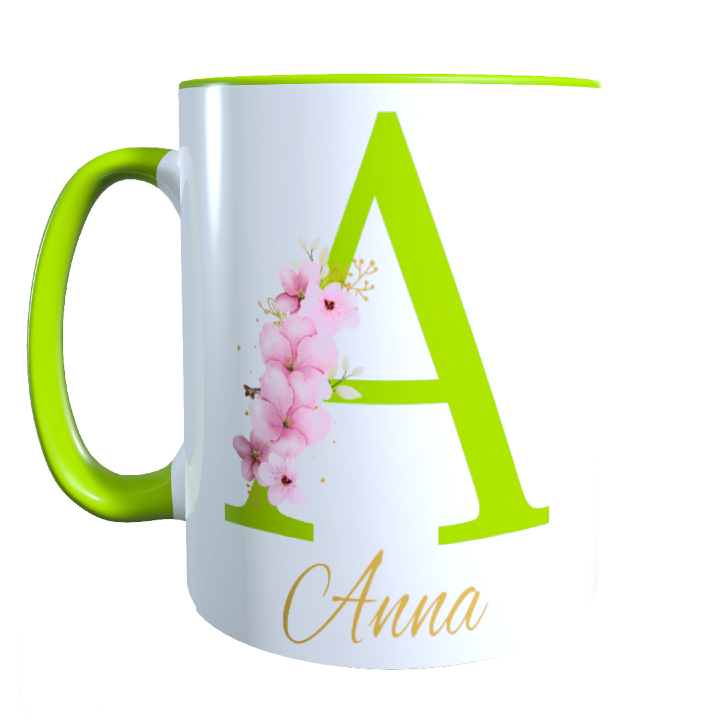 Personalisierte Keramik Tasse mit deinem Namen Blumen Motiv_0034T