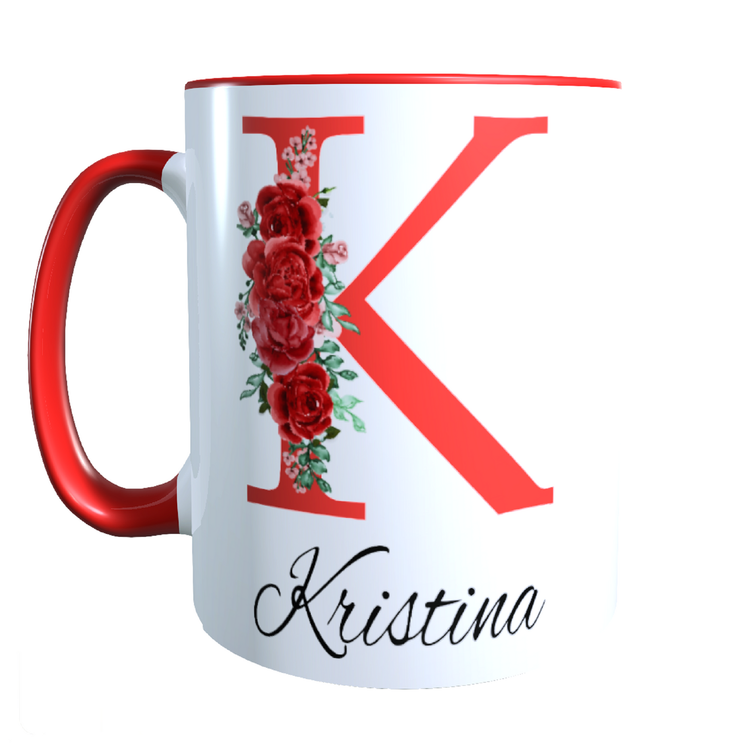 Personalisierte Keramik Tasse mit deinem Namen Blumen Motiv_0035T