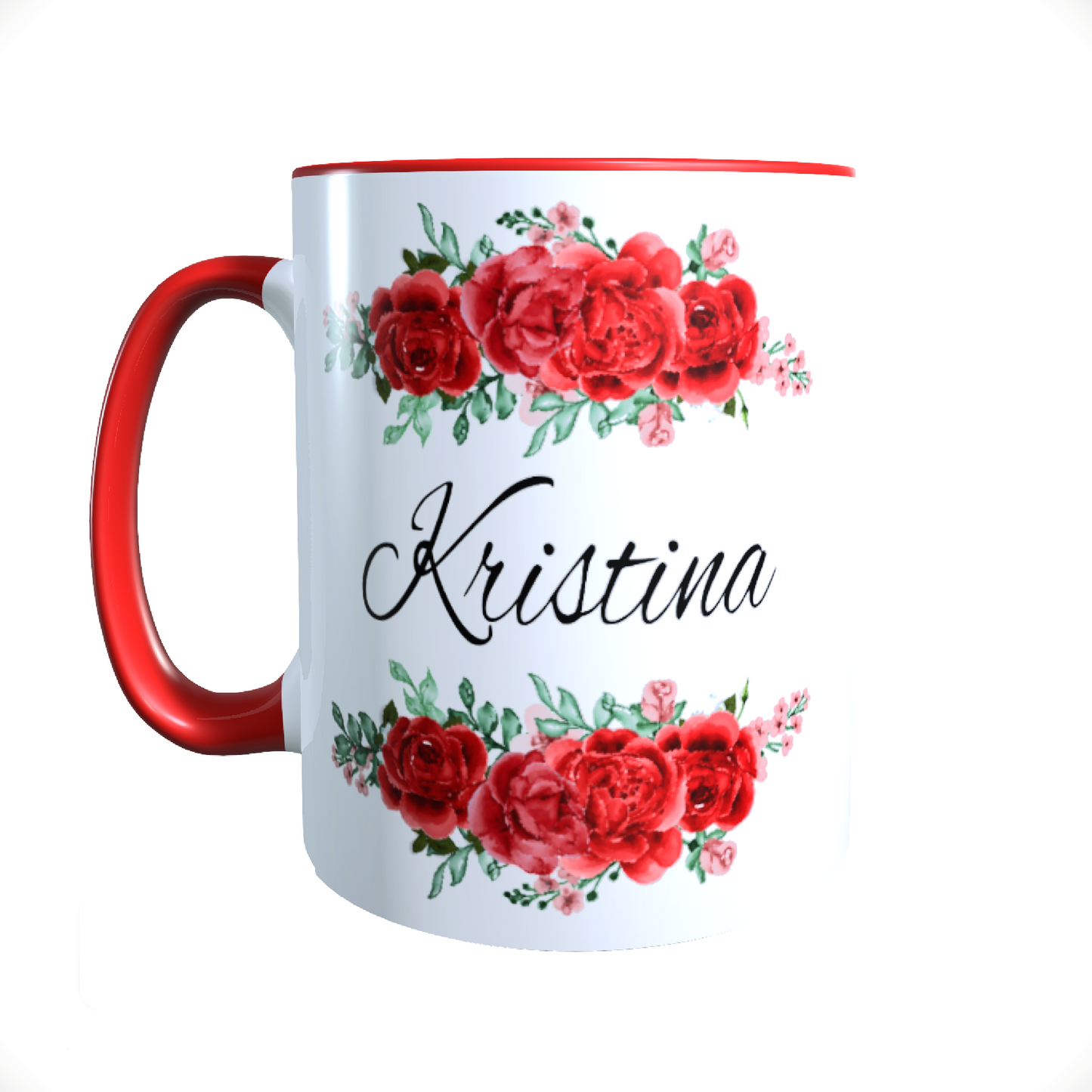 Personalisierte Keramik Tasse mit deinem Namen Blumen Motiv_0037T