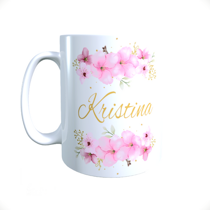 Personalisierte Keramik Tasse mit deinem Namen Blumen Motiv_0036T