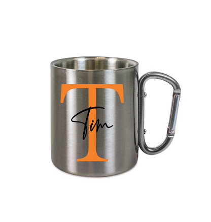 Personalisierte Edelstahl Tasse mit Namen Kaffeetasse Geschenkidee Camping Outdoor_003K