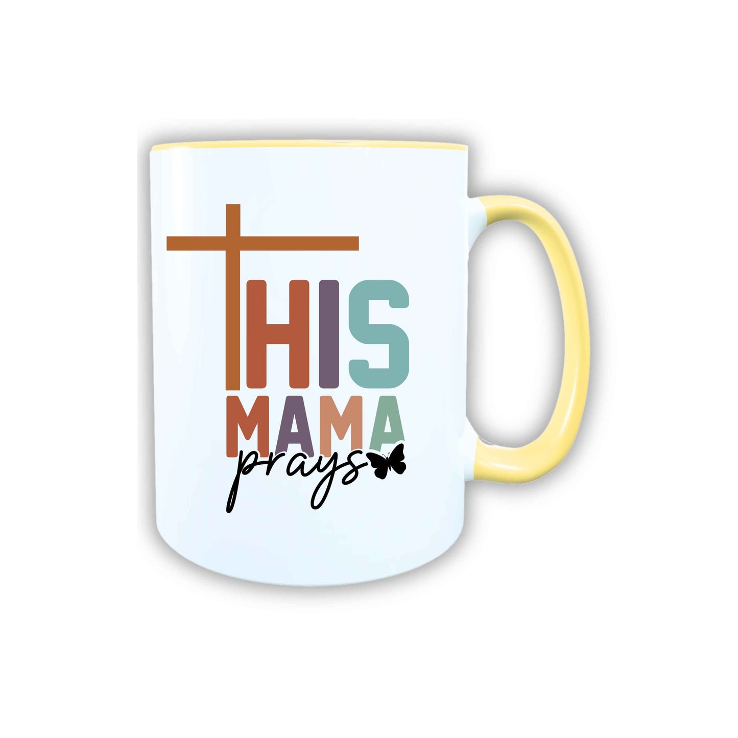 Keramik Tasse This Mama prays Jesus – Christliche Accessoires | Geschenkidee für Christen Kommunion_0021TG