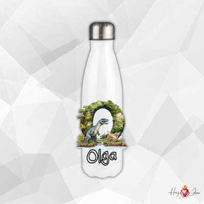 Personalisierte Trinkflasche mit Namen | Thermobecher Dinosaurier Geburtstag