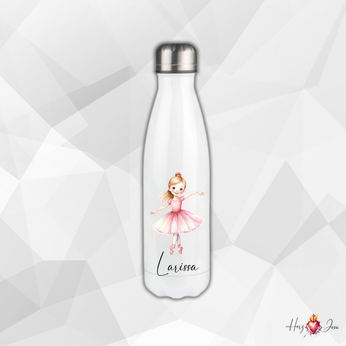 Personalisierte Trinkflasche mit Namen Thermobecher Geburtstag Ballerina_0031E