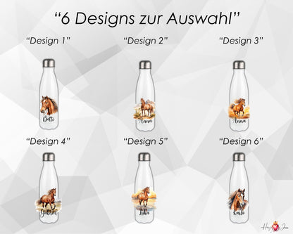 Pferde Trinkflasche & Thermobecher | Geschenkidee Kinder