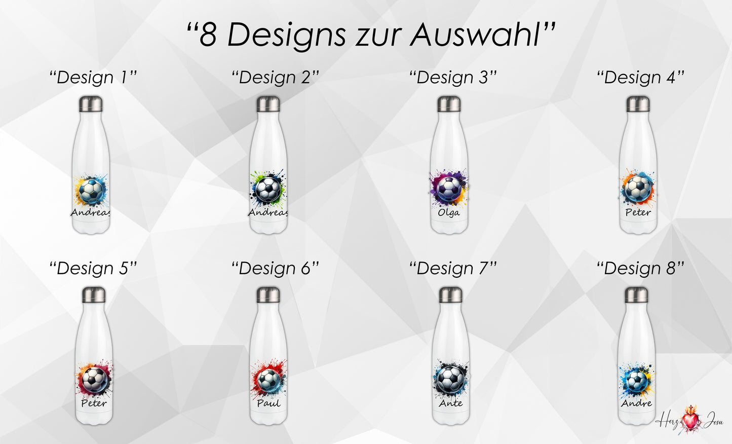 Trinkflasche mit Namen | Thermobecher Fußball