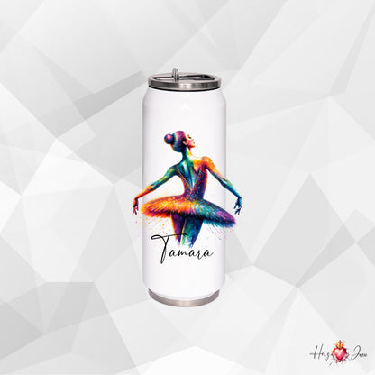 Personalisierte Trinkflasche mit Namen Thermobecher Geburtstag Ballerina_0032E