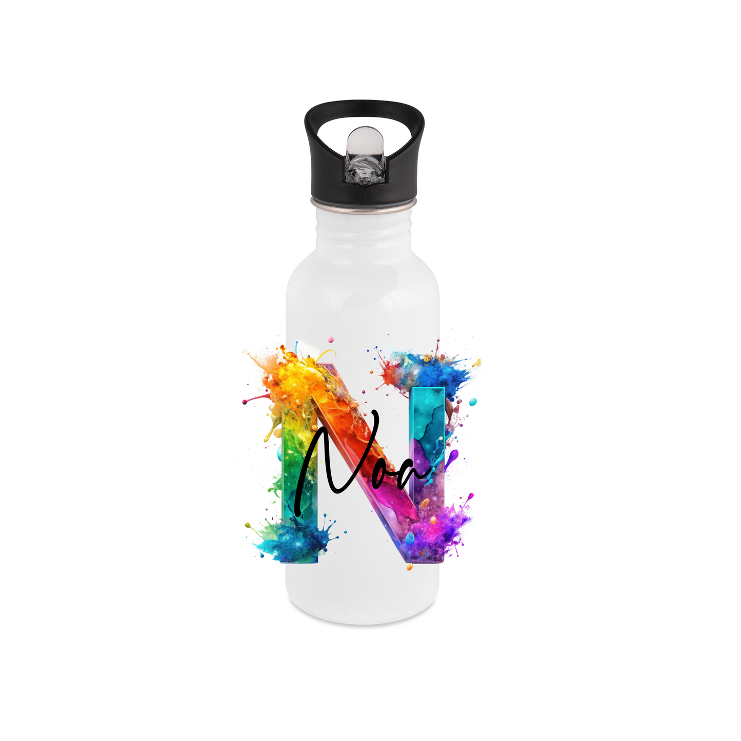 Personalisierte Trinkflasche mit Namen Thermobecher Geburtstag Regenbogen_0025E