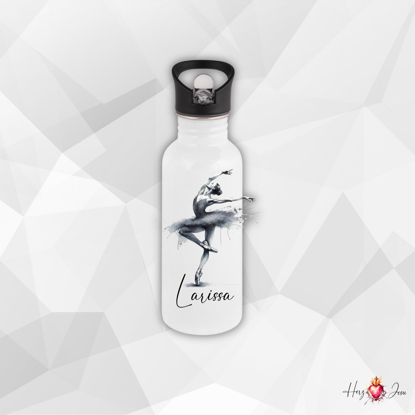 Personalisierte Trinkflasche mit Namen Thermobecher Geburtstag Ballerina_0032E