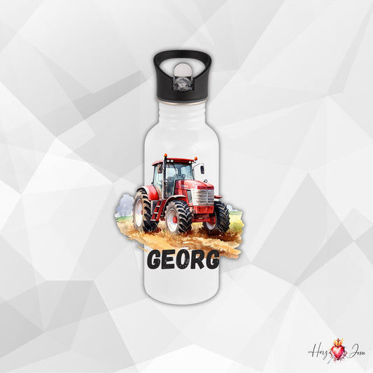 Traktor Trinkflasche & Thermobecher | Geschenkidee Kinder