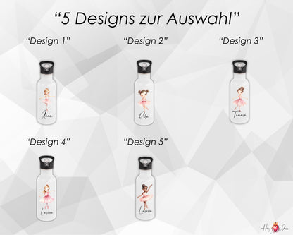 Personalisierte Trinkflasche mit Namen Thermobecher Geburtstag Ballerina_0031E