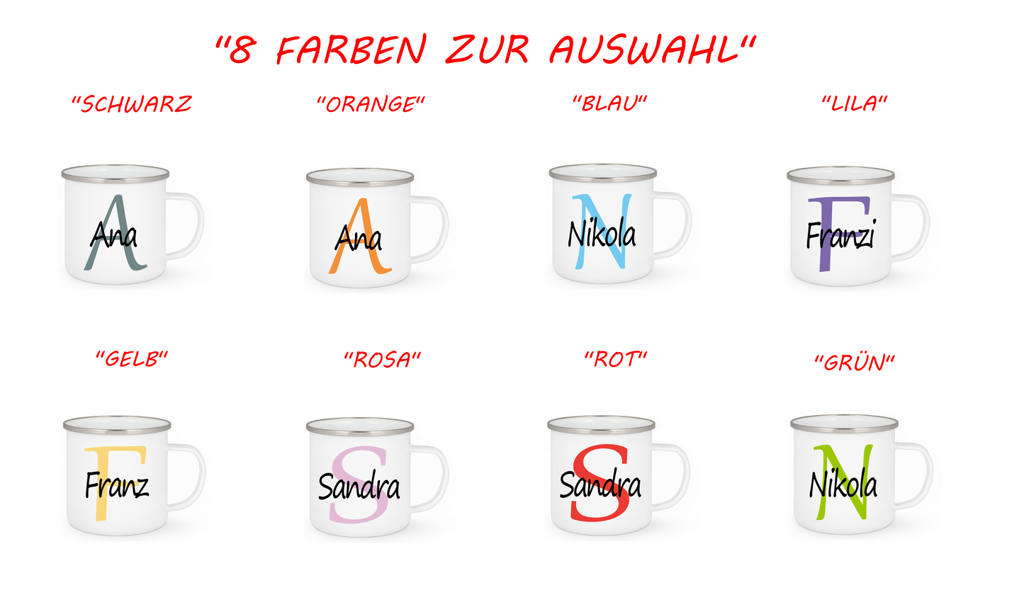 Personalisierte Emaille Tasse mit Namen Edelstahl Tasse_012H