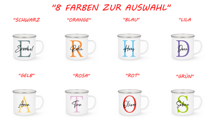 Personalisierte Emaille Tasse mit Namen Edelstahl Tasse_016H