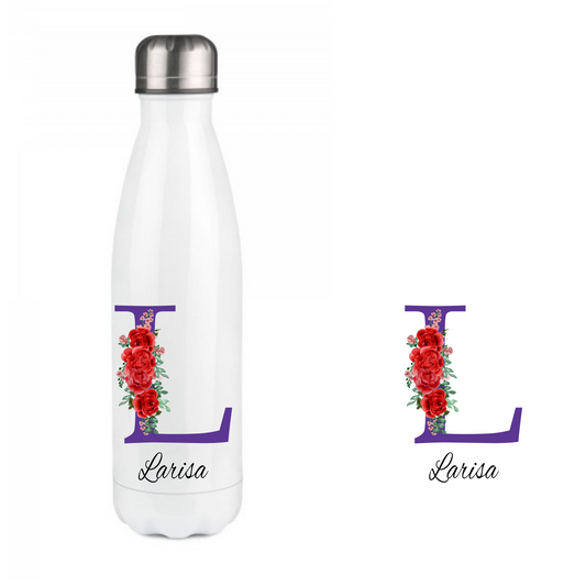 Personalisierte Trinkflasche mit Namen Thermobecher Blumen Geburtstag Geschenkidee_0013E