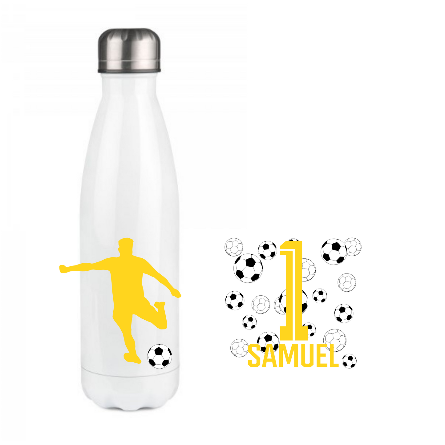 Personalisierte Trinkflasche mit Namen Fußball Thermobecher Geburtstag _0010E