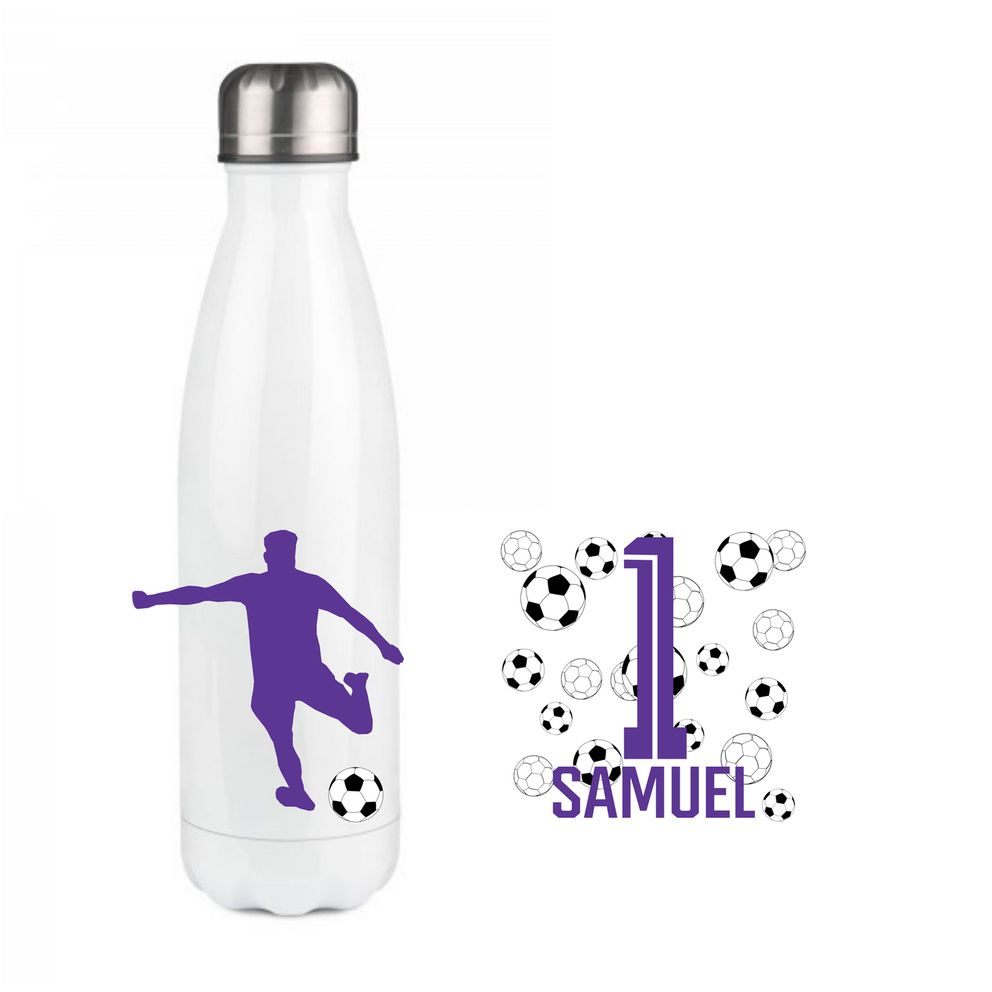 Personalisierte Trinkflasche mit Namen Fußball Thermobecher Geburtstag _0010E