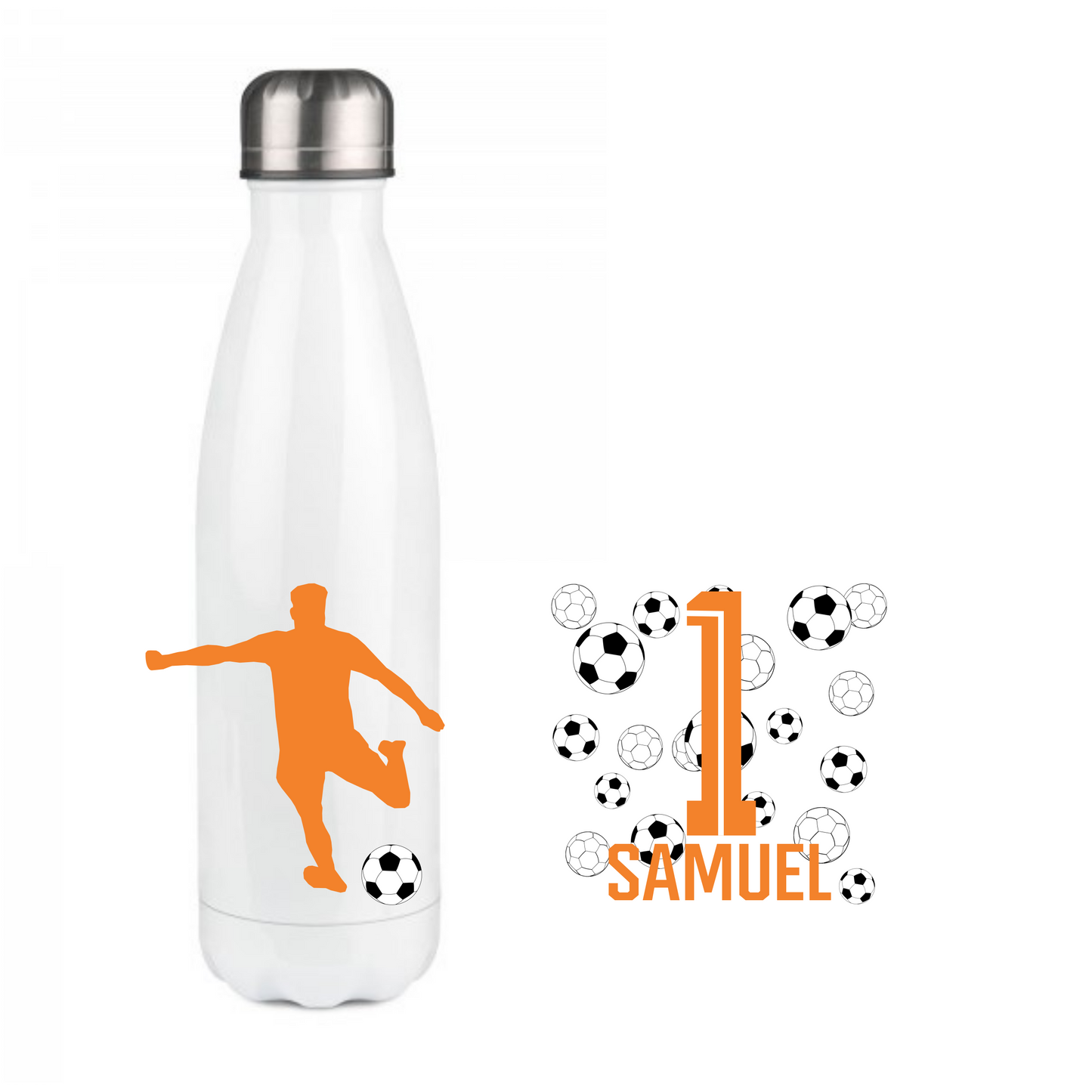 Personalisierte Trinkflasche mit Namen Fußball Thermobecher Geburtstag _0010E