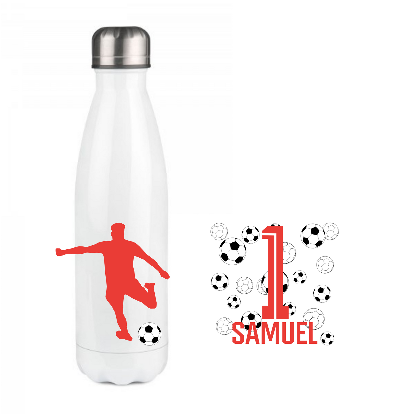 Personalisierte Trinkflasche mit Namen Fußball Thermobecher Geburtstag _0010E