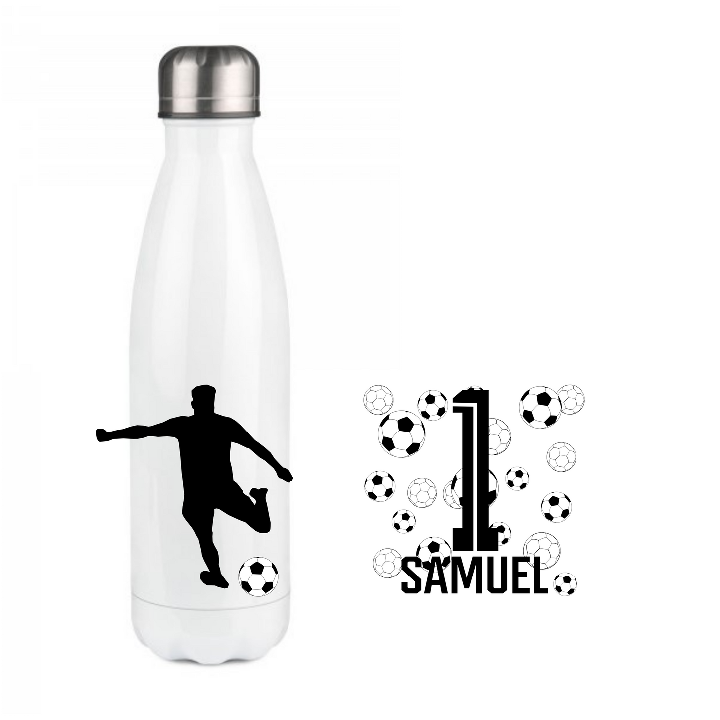 Personalisierte Trinkflasche mit Namen Fußball Thermobecher Geburtstag _0010E