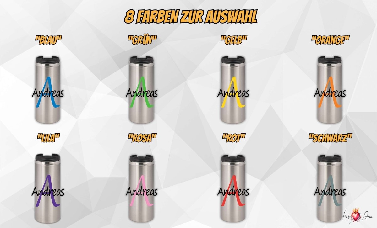 ☕ Edelstahl Thermobecher mit Wunschname – Individueller Kaffeebecher, ideal als Weihnachtsgeschenk & stilvolle Geschenkidee für jeden Anlass_0004F - Herz Jesu