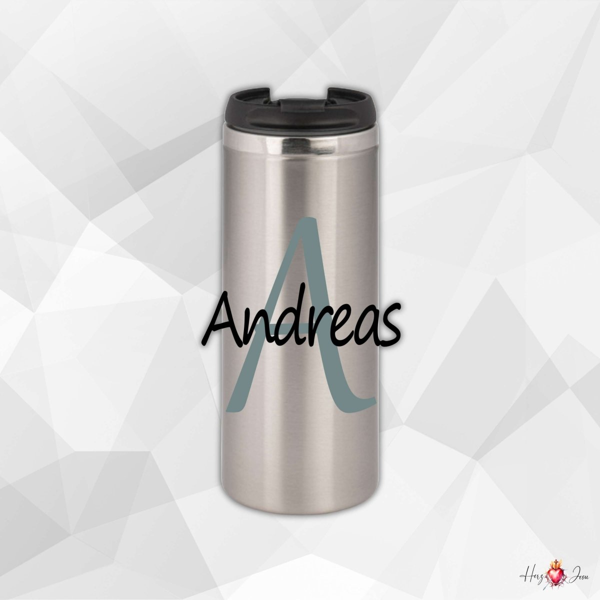 ☕ Edelstahl Thermobecher mit Wunschname – Individueller Kaffeebecher, ideal als Weihnachtsgeschenk & stilvolle Geschenkidee für jeden Anlass_0004F - Herz Jesu