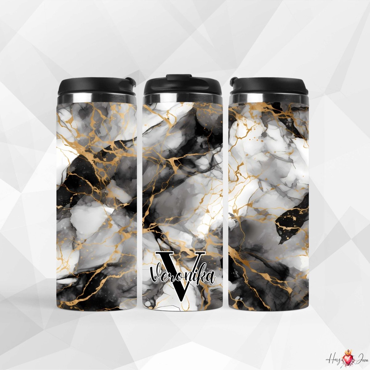 ☕✨ Edelstahl - Thermobecher mit Wunschname – Perfekt personalisiert und ideal als 🎄 Weihnachtsgeschenk oder stilvolle Geschenkidee für jeden Anlass_0022F - Herz Jesu