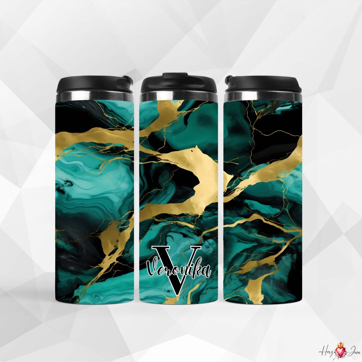 ☕✨ Edelstahl - Thermobecher mit Wunschname – Perfekt personalisiert und ideal als 🎄 Weihnachtsgeschenk oder stilvolle Geschenkidee für jeden Anlass_0022F - Herz Jesu