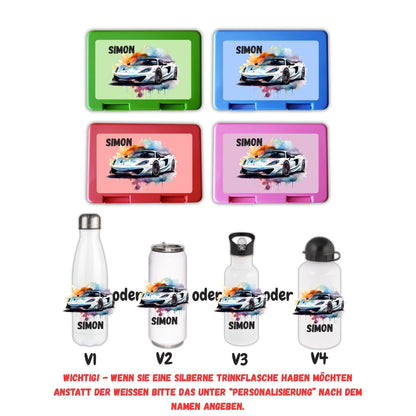 Personalisierte Brotzeitbox mit Trinkflasche mit Namen Autos Einschulung_0009G - Herz Jesu