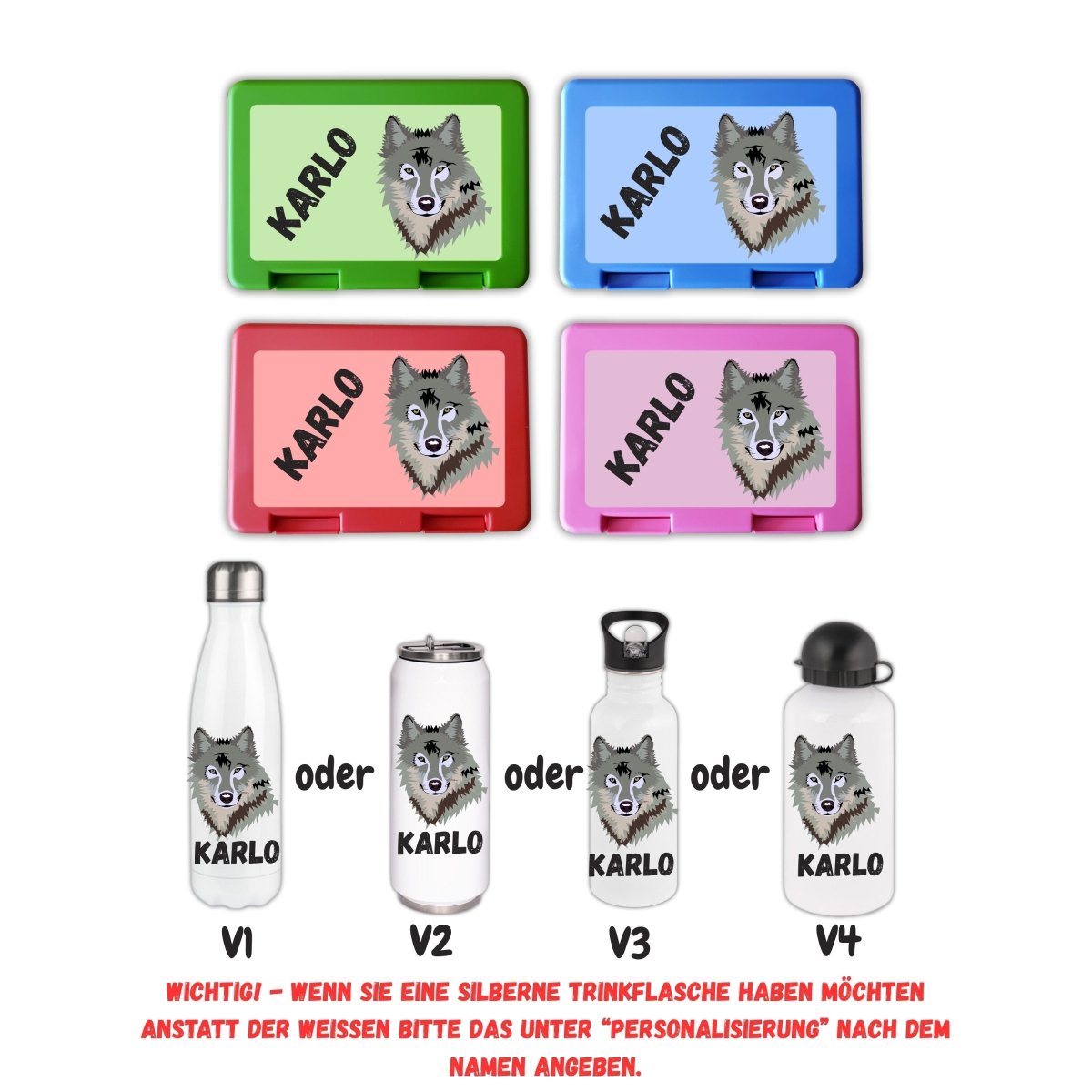 Personalisierte Brotzeitbox mit Trinkflasche mit Namen Einschulung_0001G - Herz Jesu