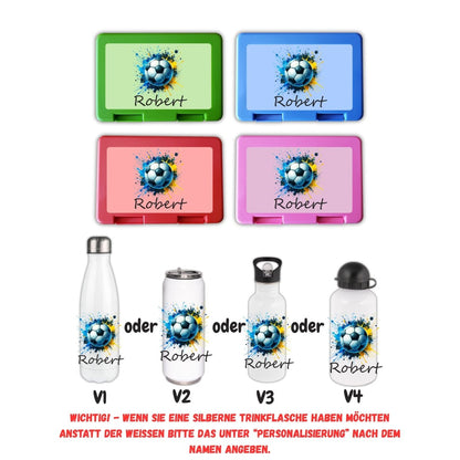 Personalisierte Brotzeitbox mit Trinkflasche mit Namen Fußball Einschulung_0006G - Herz Jesu