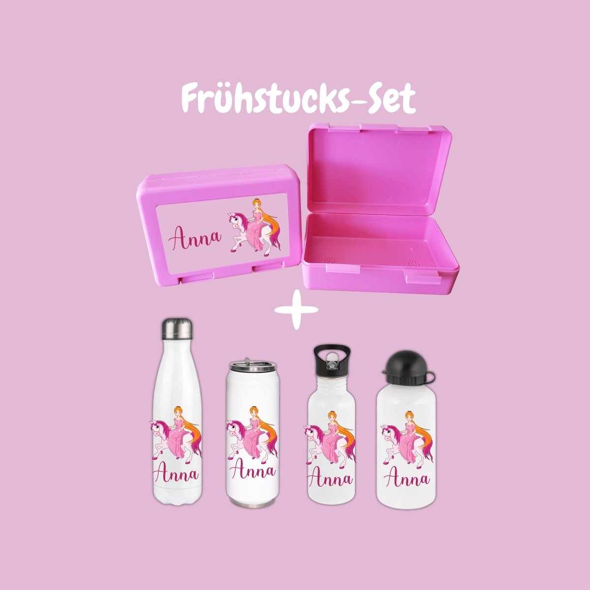 Personalisierte Brotzeitbox mit Trinkflasche mit Namen und Motiv Einschulung_0002G - Herz Jesu