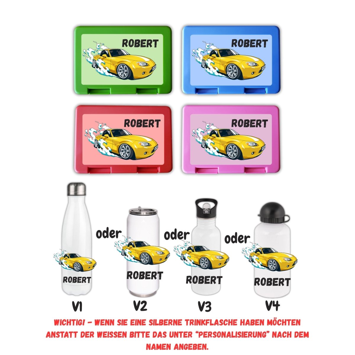 Personalisierte Brotzeitbox mit Trinkflasche mit Namen und Motiv Einschulung_0003G - Herz Jesu