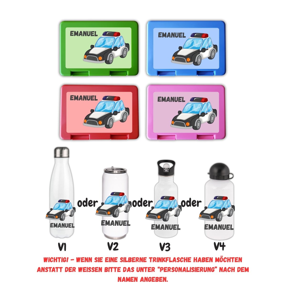 Personalisierte Brotzeitbox mit Trinkflasche mit Namen und Motiv Einschulung_0003G - Herz Jesu
