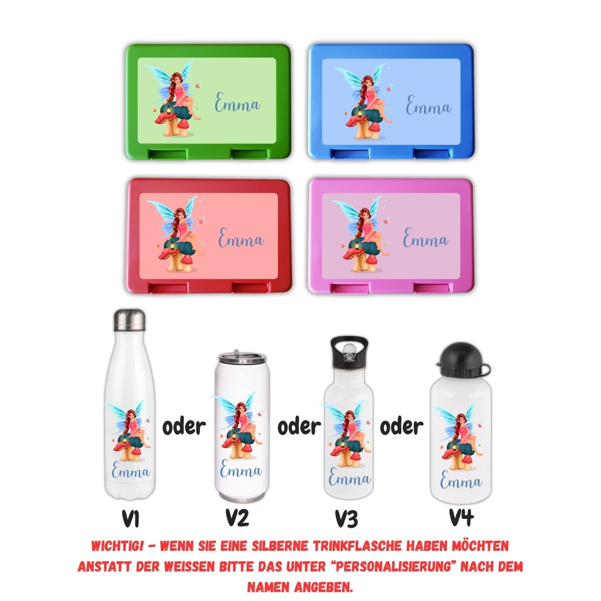 Personalisierte Brotzeitbox mit Trinkflasche mit Namen und Motiv Einschulung_0003G - Herz Jesu