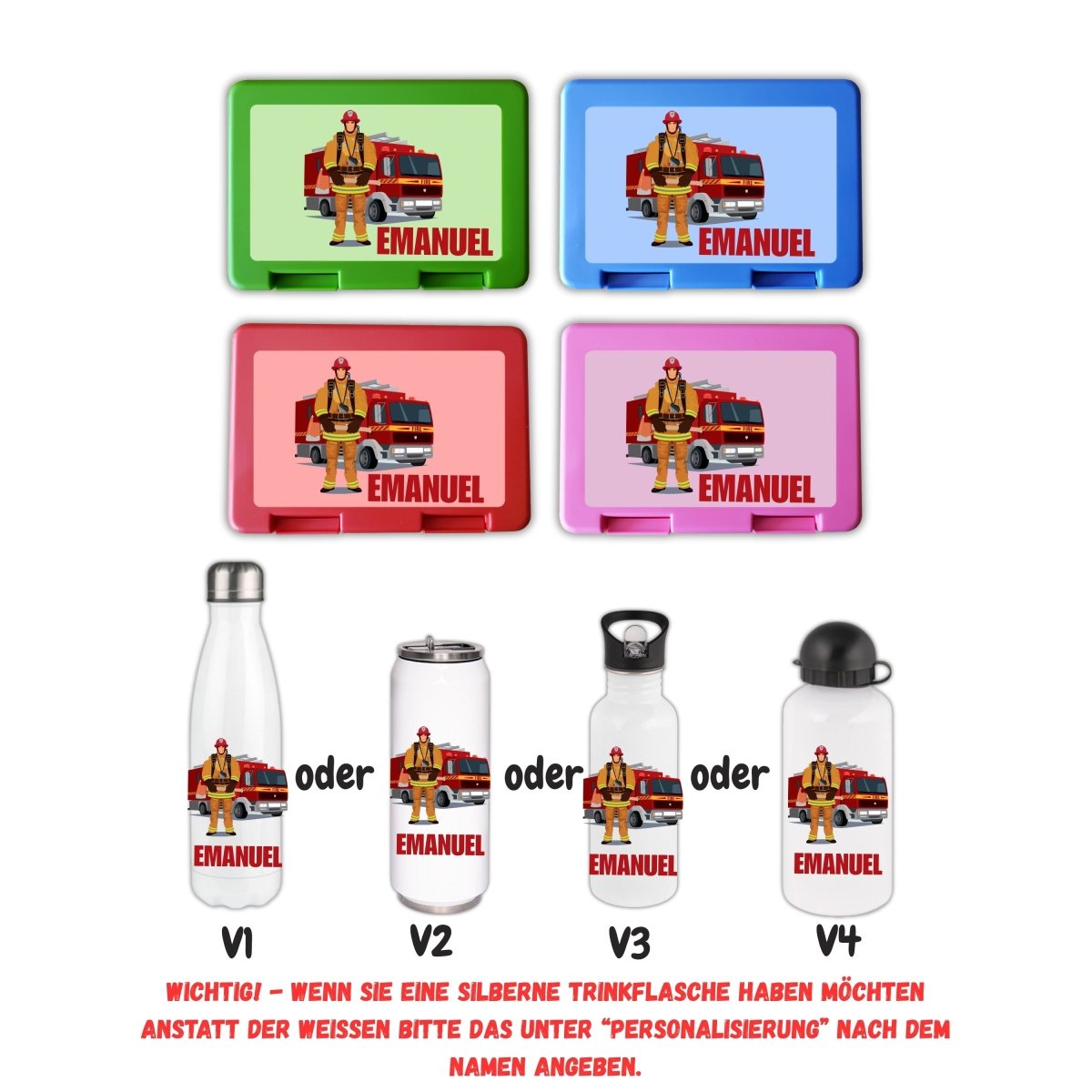 Personalisierte Brotzeitbox mit Trinkflasche mit Namen und Motiv Einschulung_0003G - Herz Jesu