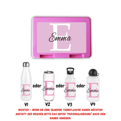 Personalisierte Brotzeitbox mit Trinkflasche mit Namen und Motiv Einschulung_0004G - Herz Jesu