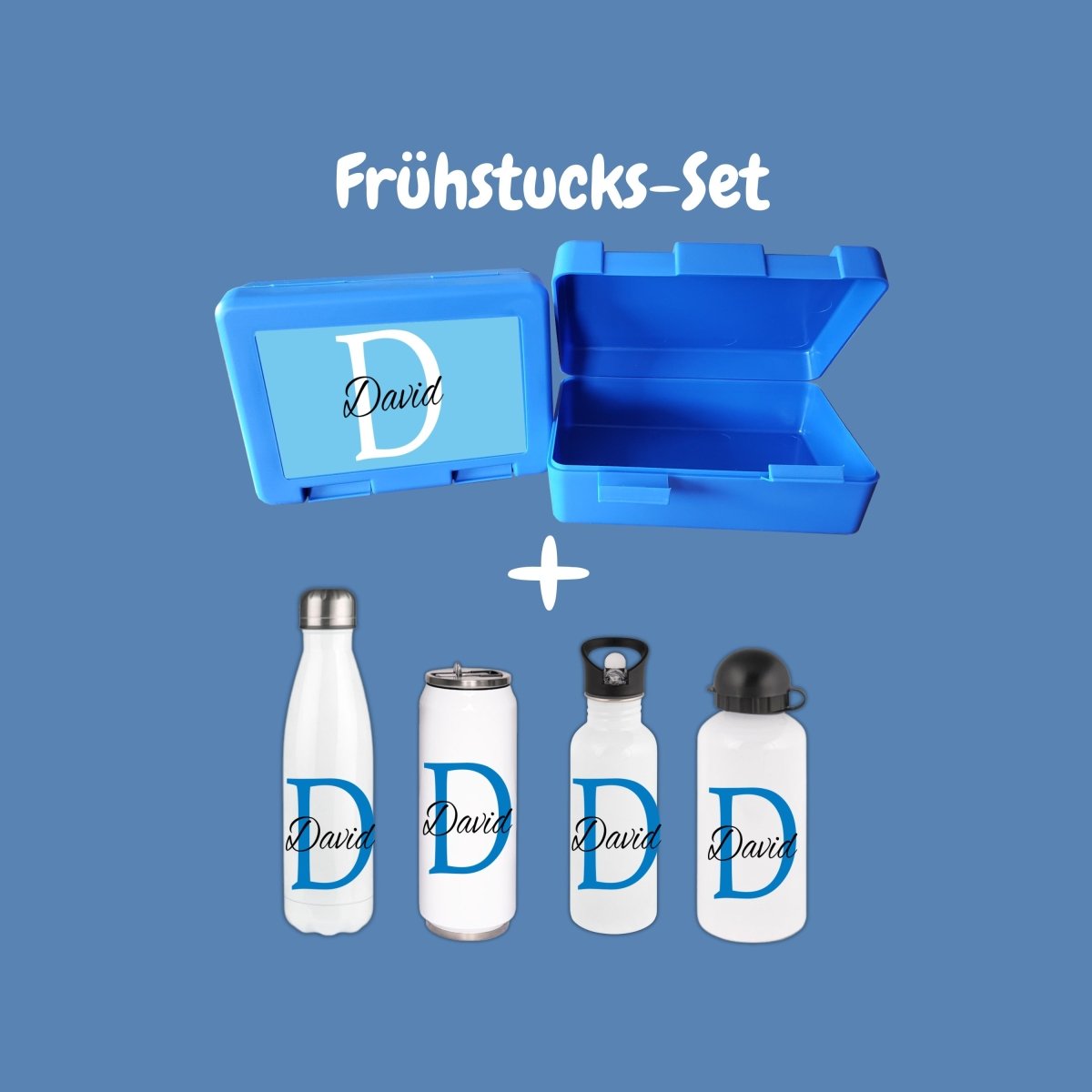 Personalisierte Brotzeitbox mit Trinkflasche mit Namen und Motiv Einschulung_0004G - Herz Jesu