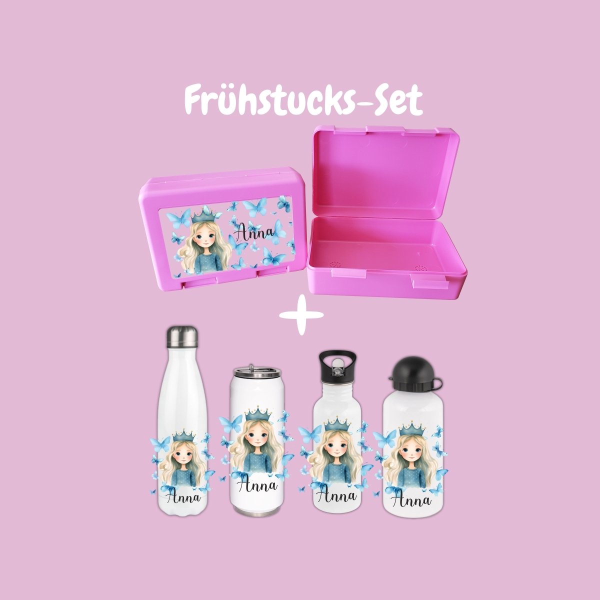 Personalisierte Brotzeitbox mit Trinkflasche mit Namen und Motiv Einschulung_0005G - Herz Jesu
