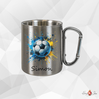Personalisierte Edelstahl Tasse mit Namen Kaffeetasse Geschenkidee Camping Fußball_011K - Herz Jesu