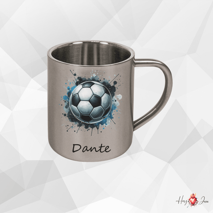Personalisierte Edelstahl Tasse mit Namen Kaffeetasse Geschenkidee Camping Fußball_011K - Herz Jesu