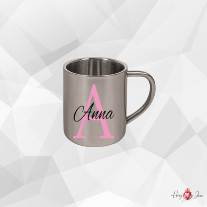 Personalisierte Edelstahl Tasse mit Namen Kaffeetasse Geschenkidee Camping Outdoor_001K - Herz Jesu