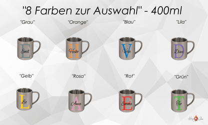 Personalisierte Edelstahl Tasse mit Namen Kaffeetasse Geschenkidee Camping Outdoor_001K - Herz Jesu