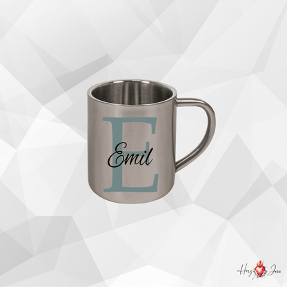 Personalisierte Edelstahl Tasse mit Namen Kaffeetasse Geschenkidee Camping Outdoor_001K - Herz Jesu