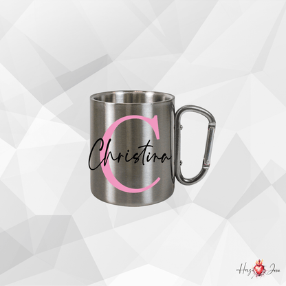 Personalisierte Edelstahl Tasse mit Namen Kaffeetasse Geschenkidee Camping Outdoor_003K - Herz Jesu