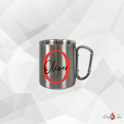 Personalisierte Edelstahl Tasse mit Namen Kaffeetasse Geschenkidee Camping Outdoor_003K - Herz Jesu