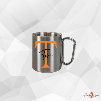 Personalisierte Edelstahl Tasse mit Namen Kaffeetasse Geschenkidee Camping Outdoor_003K - Herz Jesu