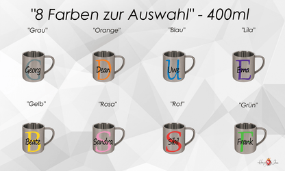 Personalisierte Edelstahl Tasse mit Namen Kaffeetasse Geschenkidee Camping Outdoor_004K - Herz Jesu