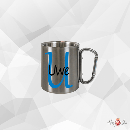 Personalisierte Edelstahl Tasse mit Namen Kaffeetasse Geschenkidee Camping Outdoor_004K - Herz Jesu