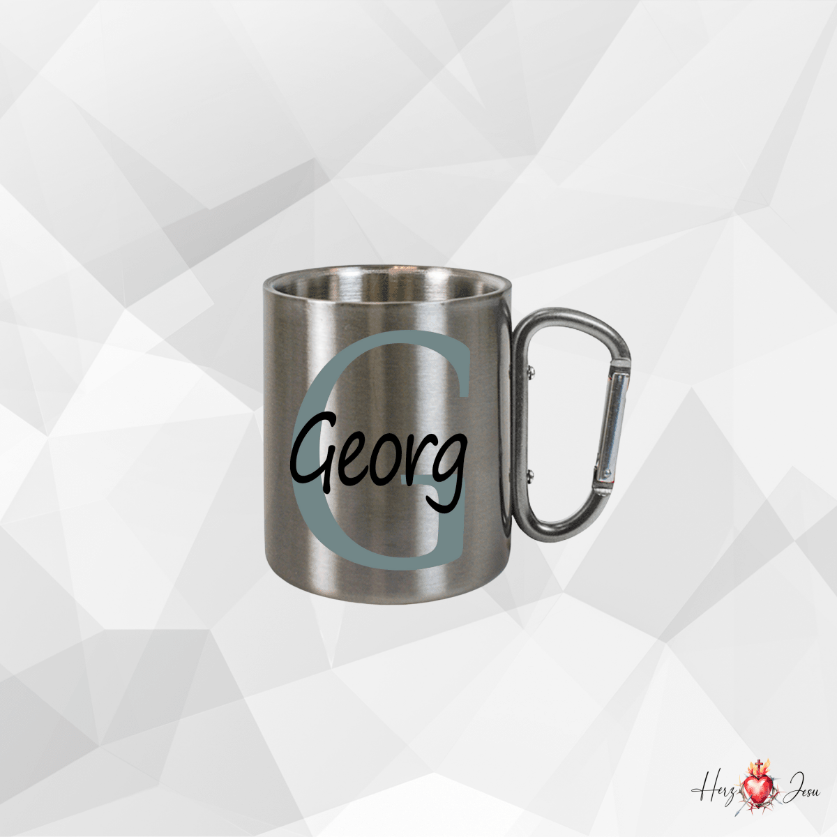 Personalisierte Edelstahl Tasse mit Namen Kaffeetasse Geschenkidee Camping Outdoor_004K - Herz Jesu